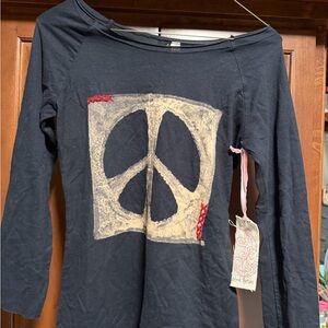 Pink Lotus Black Top with Subtle Cream Graphic